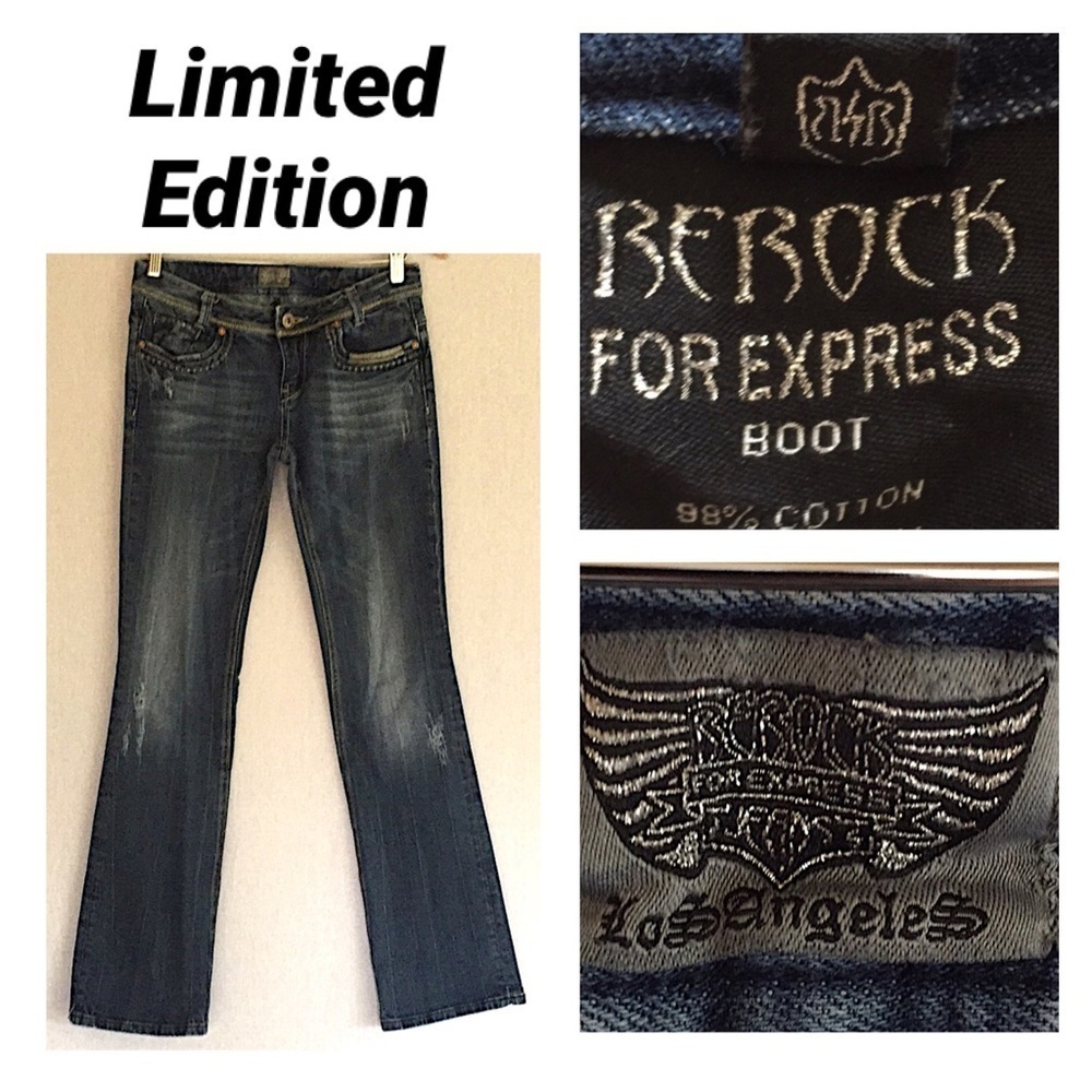 Rerock for Express Limited Edition distressed boot jeans Y2K